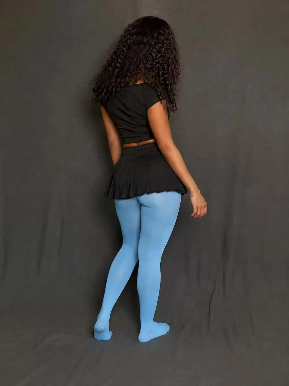 Frola Cpaque Microfiber Color Tights in Light Blue, Size 2XL